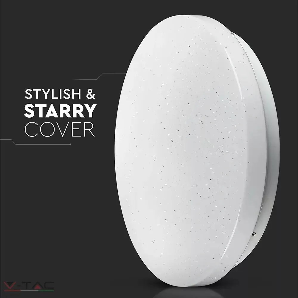 V-TAC 35 Cm LED Mennyezeti Lámpa Csillagokkal 24W, Bling Star Cover 3in1, Változtatható Szín Hideg - Természetes - Meleg Fehér
