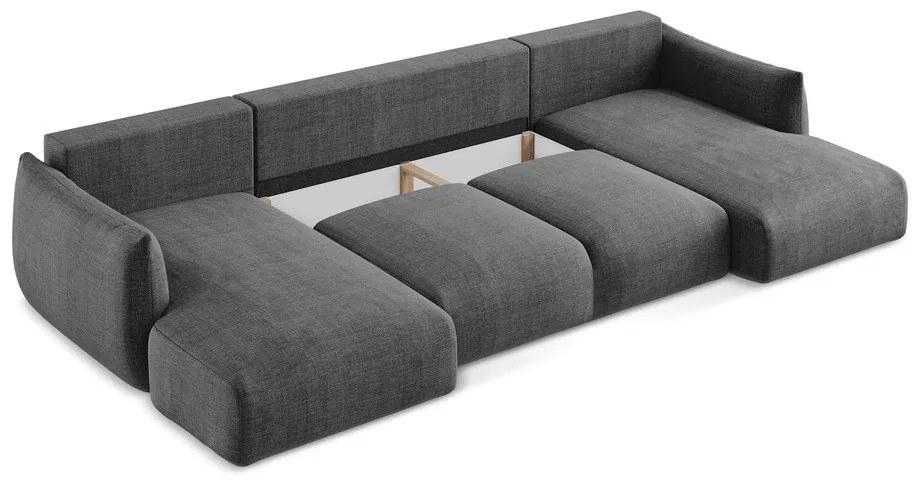 Sötétszürke kinyitható sarokkanapé (U alakú) Leila – Makamii