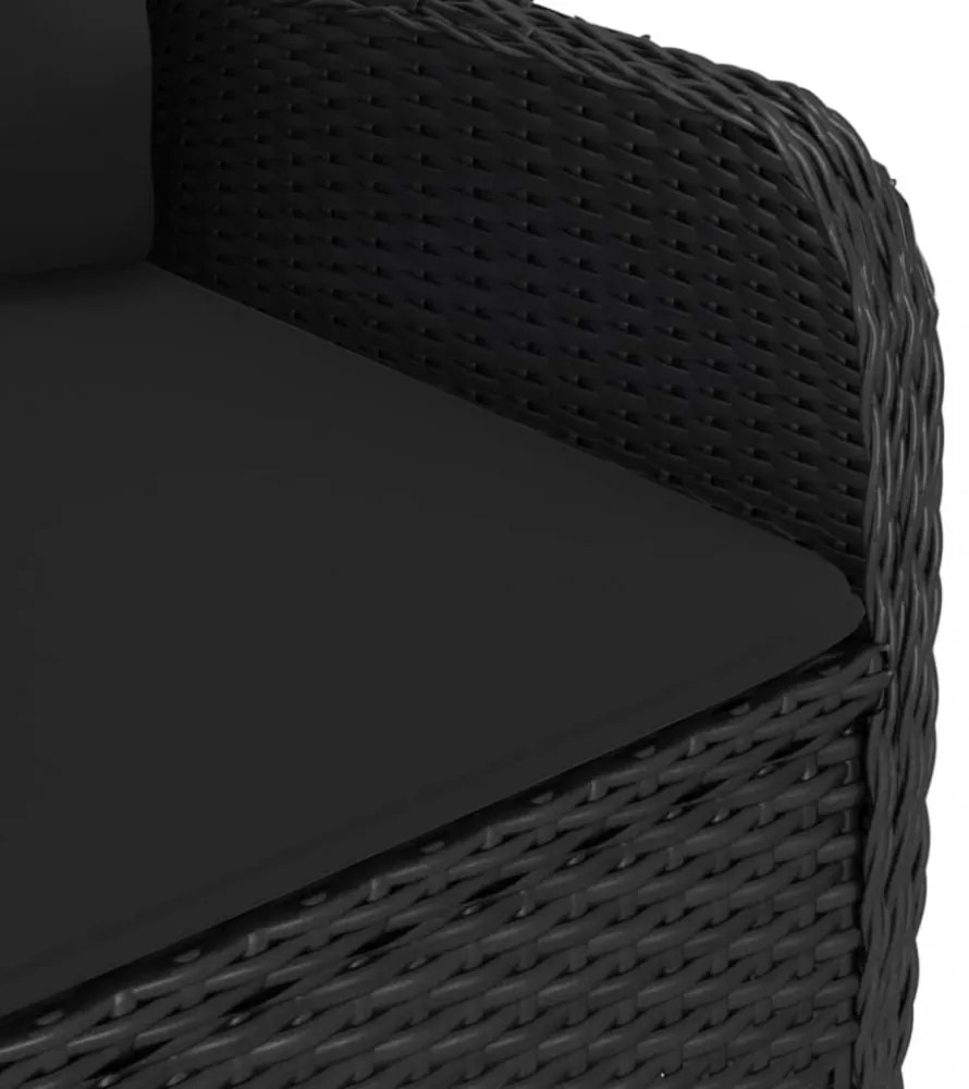 9 részes fekete polyrattan és akácfa kerti étkezőgarnitúra