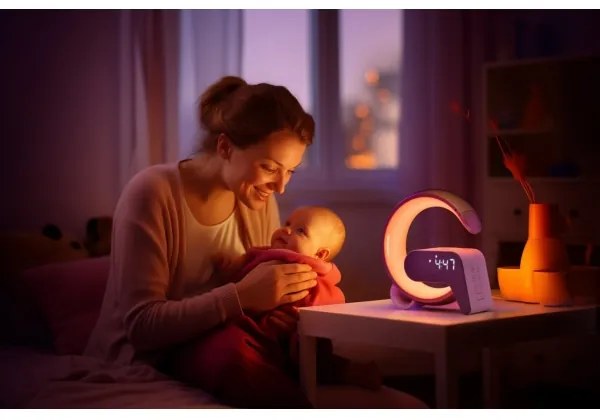 Immax 08986L-LED RGB Dimmelhető lámpa ébresztőórával és Qi töltéssel 30W/230V arany