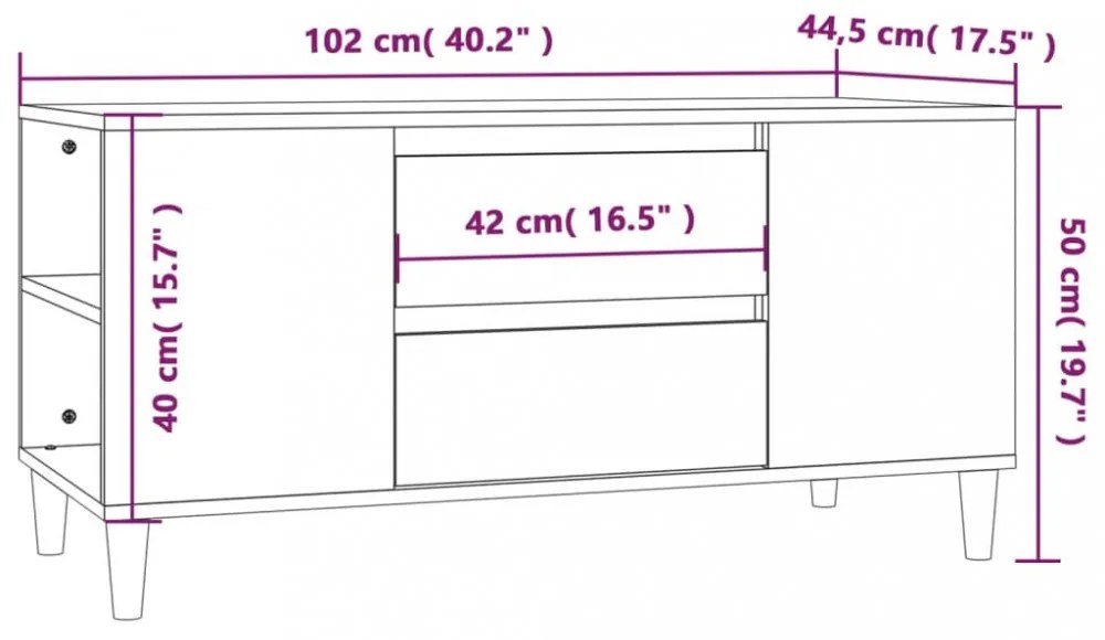 fekete szerelt fa TV-szekrény 102x44,5x50 cm