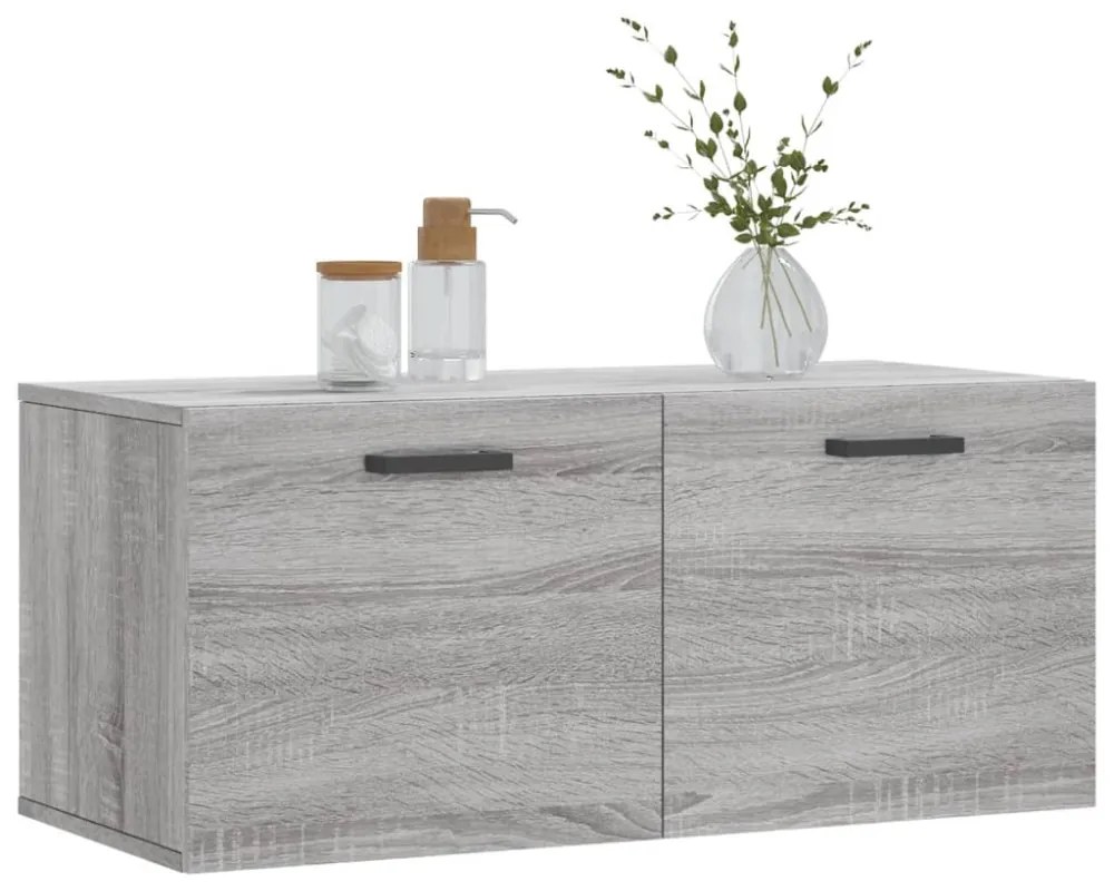 szürke sonoma színű szerelt fa faliszekrény 80 x 36,5 x 35 cm