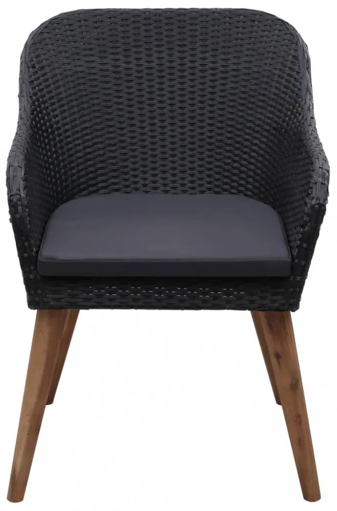 7 részes fekete polyrattan kerti étkezőgarnitúra