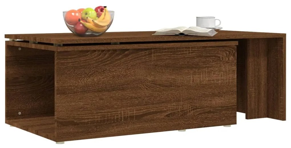 Barna tölgyszínű szerelt fa dohányzóasztal 150 x 50 x 35 cm
