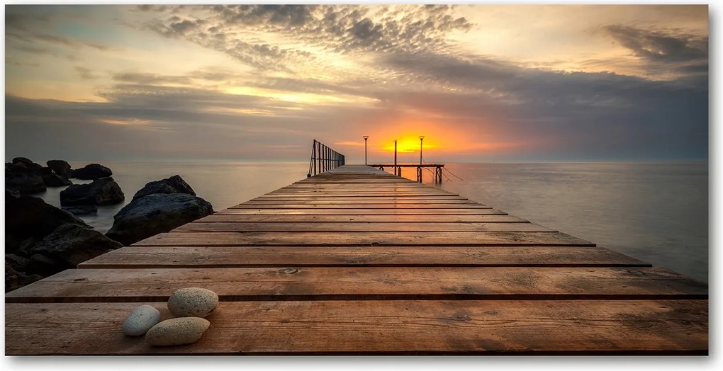 Fotó kép edzett üveg Fa móló 140x70