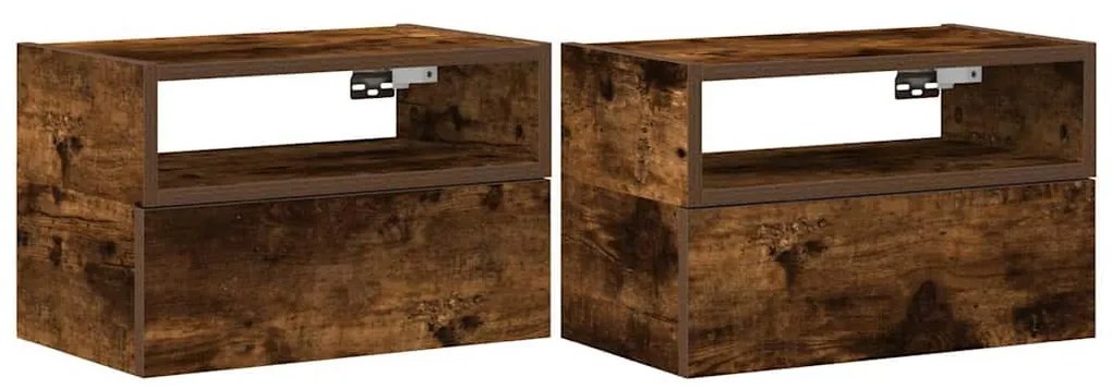 2db füstös tölgy színű fali éjjeliszekrény 45 x 26 x 28,5 cm