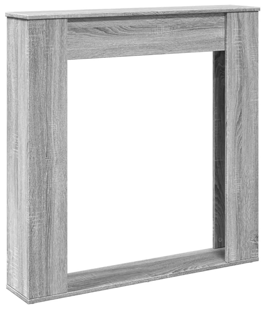 szürke sonoma színű szerelt fa kandallóburkolat 100x20x100 cm