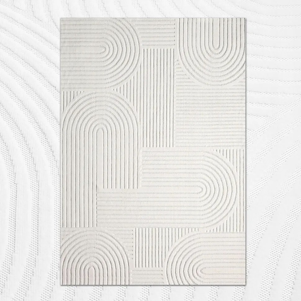 Krémszínű Szőnyeg 80X150 CM Világos Minta A Nappali Hálószobájába Modern Puha