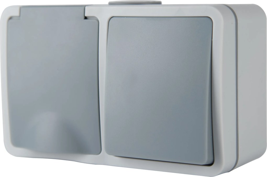 Szimpla Kapcsoló Schuko Aljzat Falra Szerelhető Fedéllel Industrial IP54 Jlm