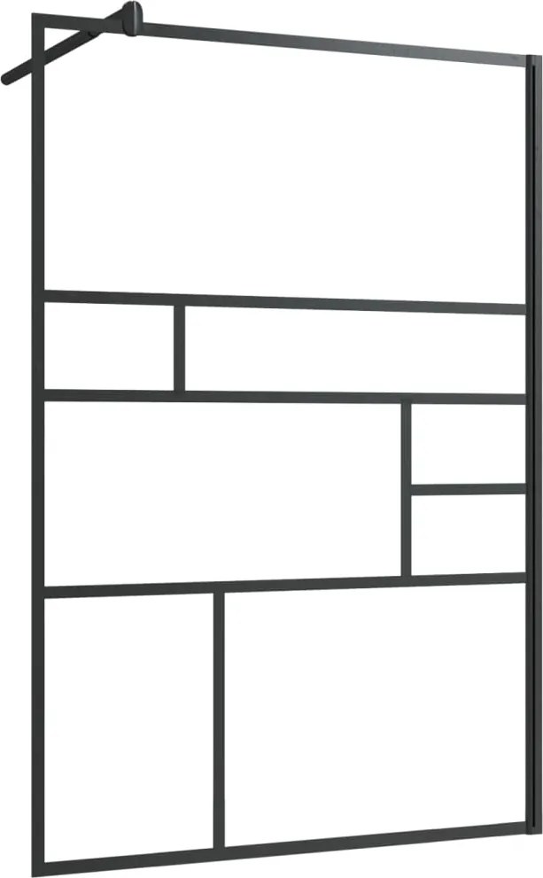 vidaXL fekete zuhanyfal átlátszó ESG üveggel 115 x 195 cm