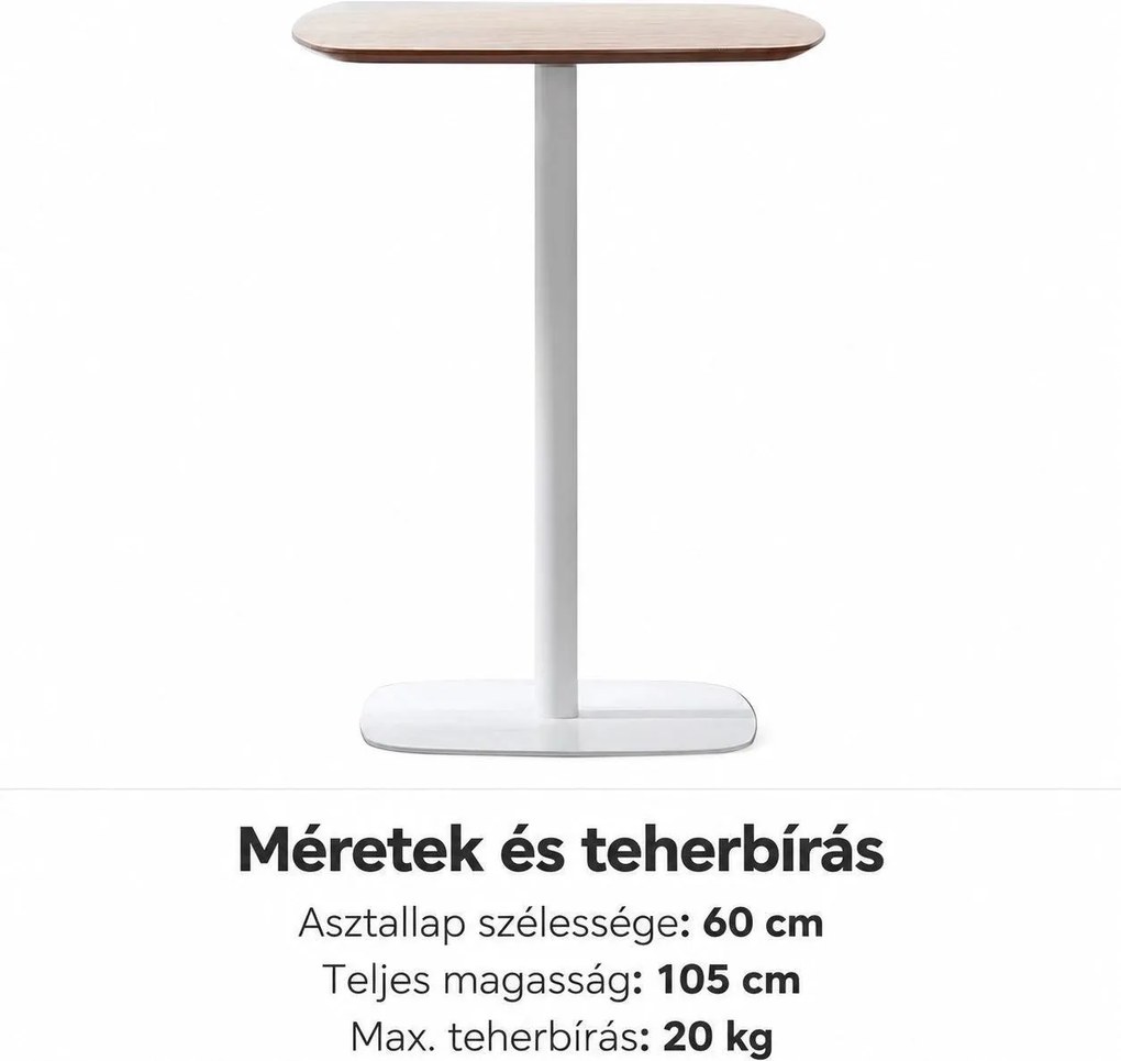 Bárasztal, kerek MDF asztallappal, Ø60 x 105 cm, 20 kg teherbírás, tölgy/fehér