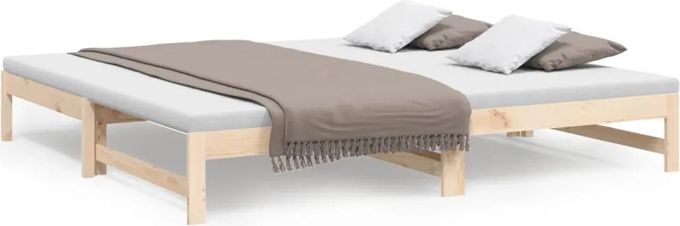 vidaXL tömör fenyőfa kihúzható kanapéágy 2x(80x200) cm
