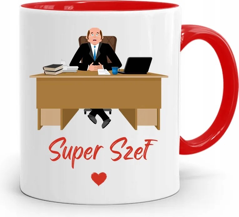 Piros Bögre Főnöknek Szuper Főnök Ajándék fényképes nyomtatással