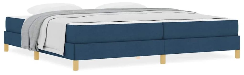 Boxrugós ágy Kék és Barna 200 x 200 cm Textil és mérnöki fa