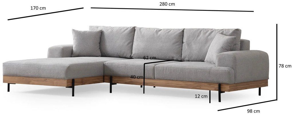 Sarokkanapé Eti Oak Balos - Szürke