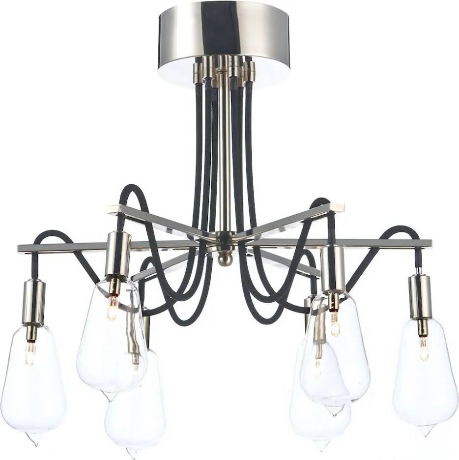 DAR LIGHTING SCR0638 SCROLL Mennyezeti Csillár Polírozott Nikkel, Átlátszó G4 IP20