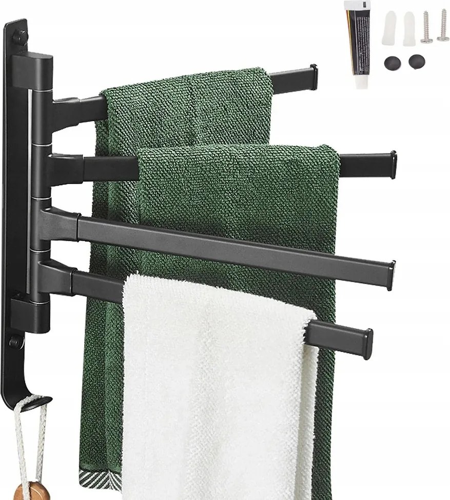 Fürdőszobai törölközőtartó fali akasztó mozgatható karokkal