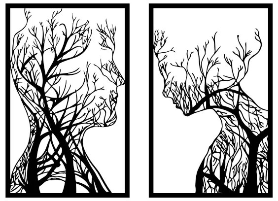 KÉSZLET 2x Fali dekoráció 86x63 cm Az élet fája fém