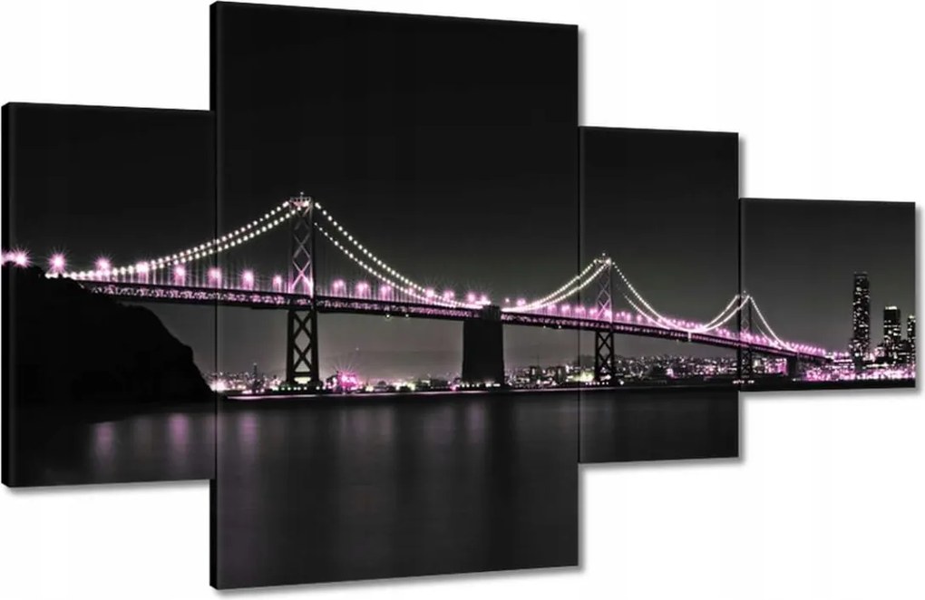 Vászonkép 130x80 Híd Lila fények