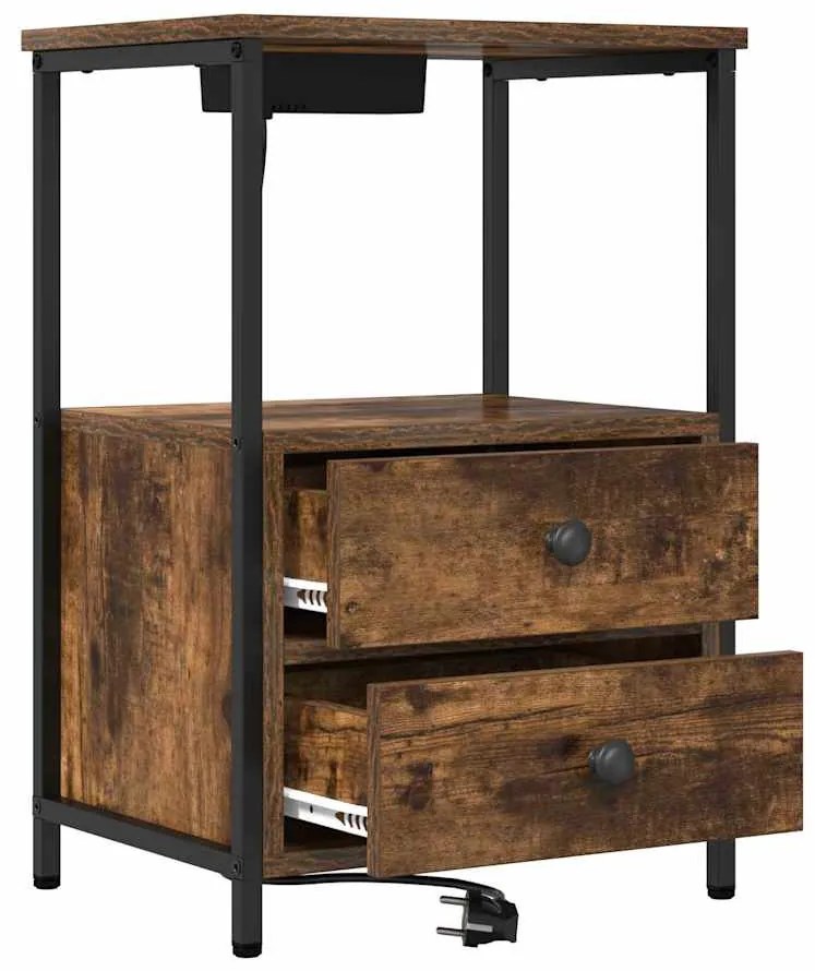 Éjjeliszekrény 2 pcs Füstölt tölgy 40 x 31 x 60 cm Faanyag