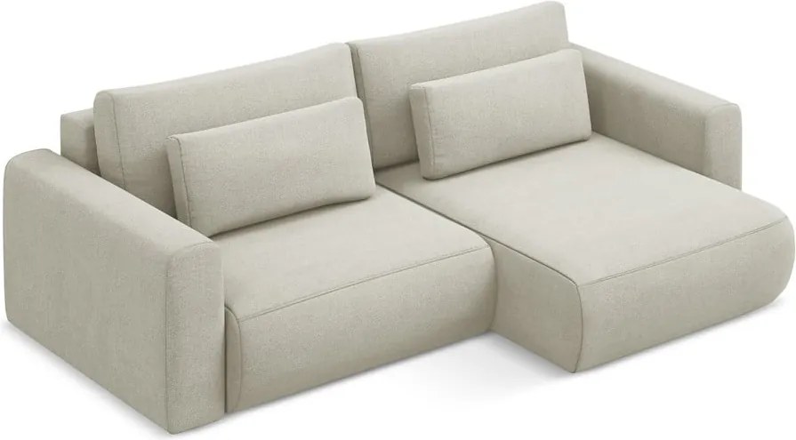 Bézs kinyitható-tárolóhelyes sarokkanapé (jobb oldali-heverő résszel) Kapua – Makamii