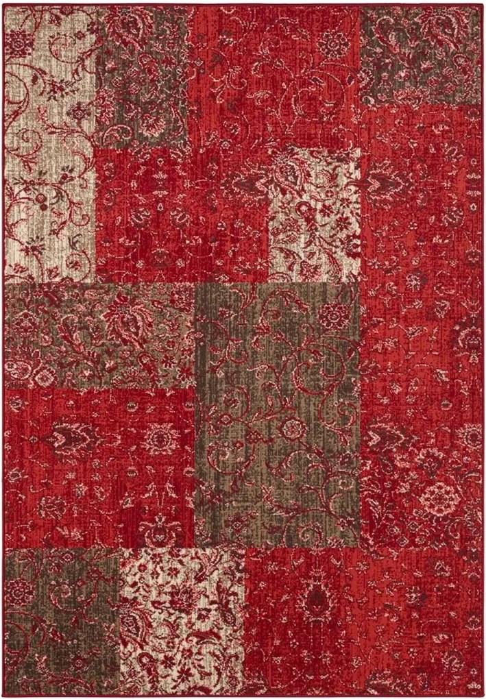 Hagyományos szőnyeg nappaliba 80x150cm, klasszikus piros-krémszínű mintával