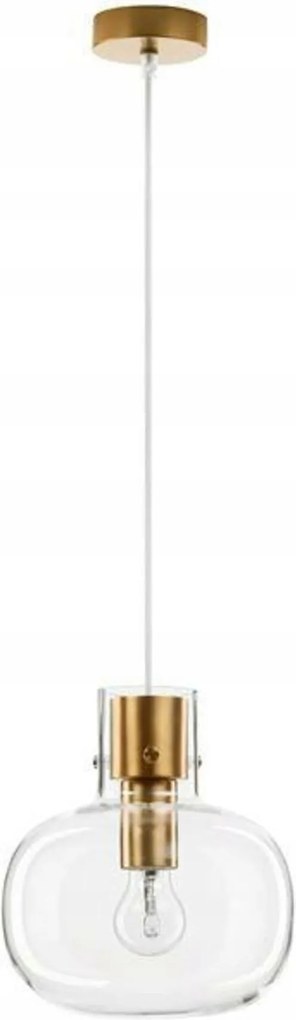Nova Luce függeszték Cinzia átlátszó üveg fehér kábel sárgaréz arany fém E2