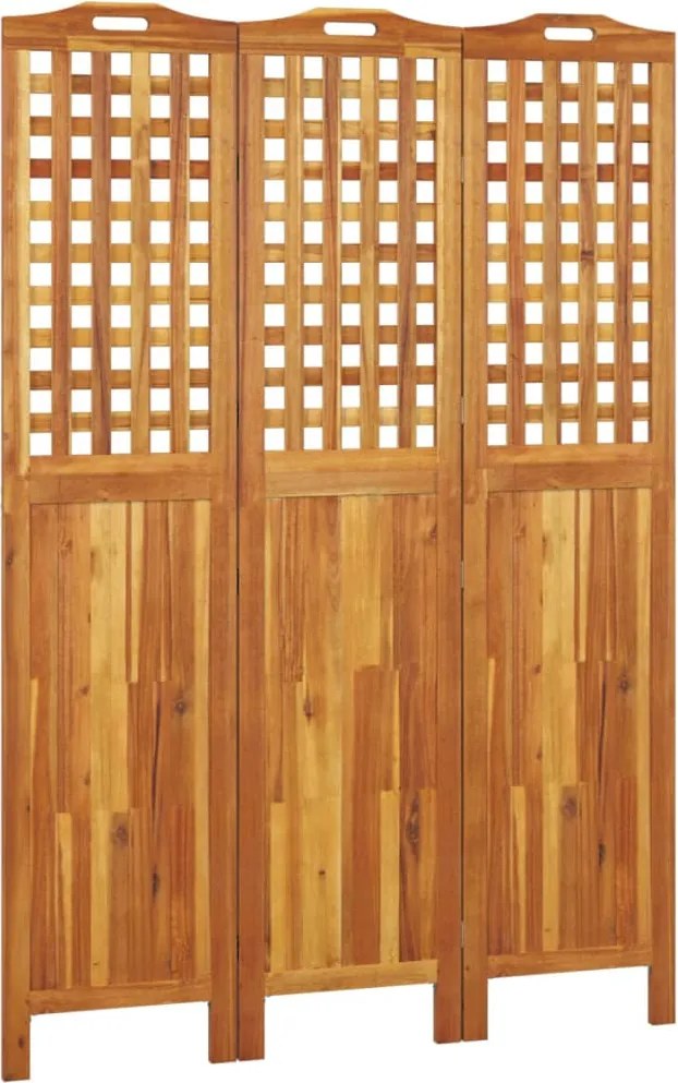 vidaXL 3 paneles tömör akácfa térelválasztó 121,5x2x180 cm
