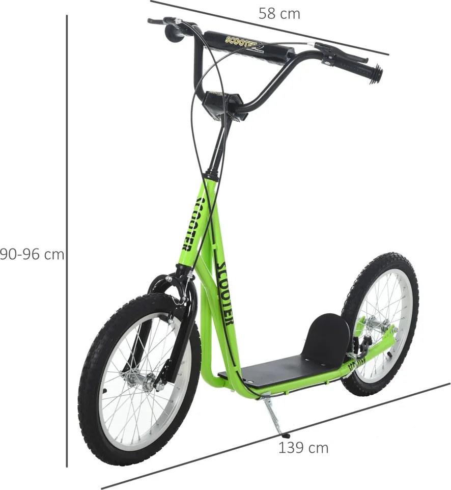 HOMCOM Gyerek Roller fékkel, állítható magasságú, könnyű acél, világoskék