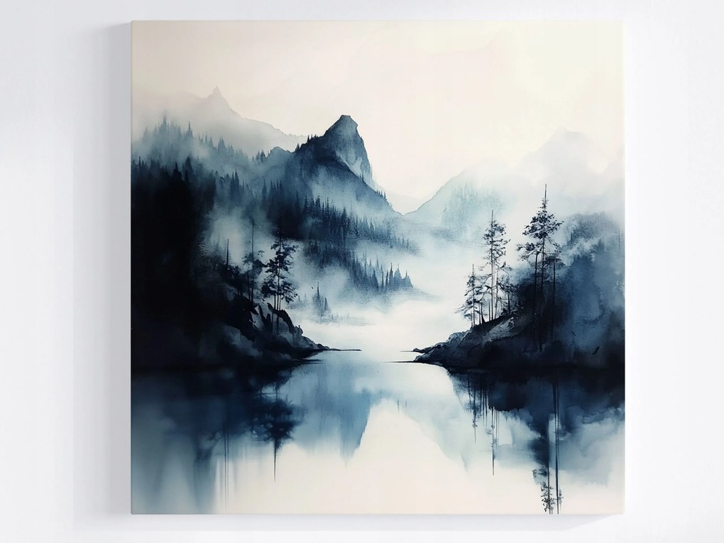 Poszter Tájkép Hegyek Tó Víz Fák 40x40