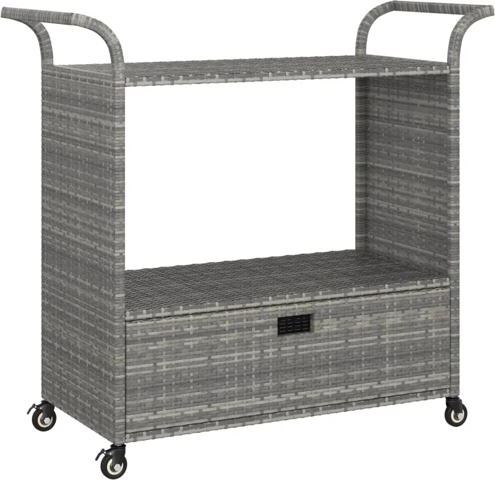 vidaXL szürke polyrattan bárkocsi fiókkal 100 x 45 x 97 cm