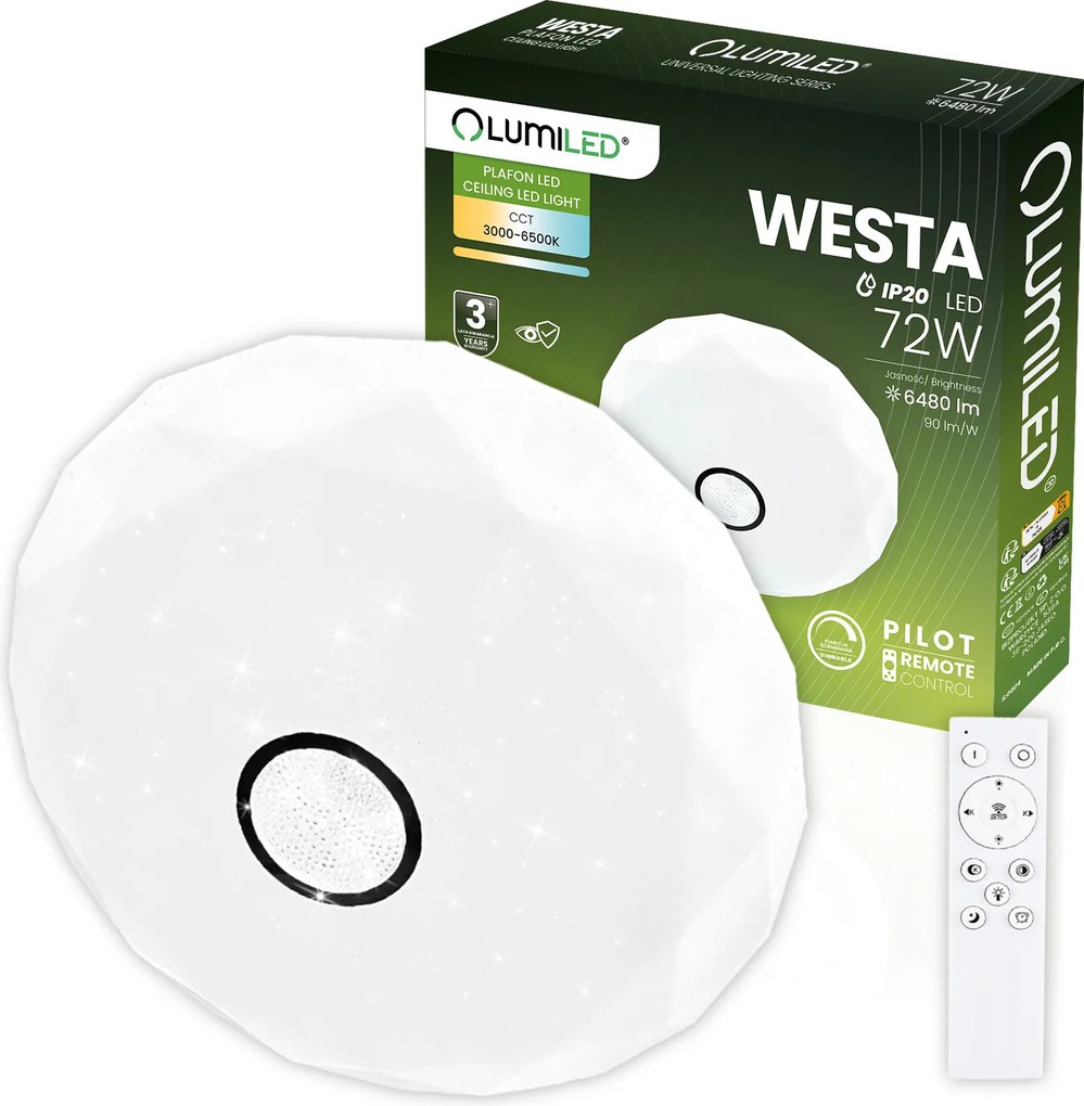 Plafon Led Panel Falra szerelhető Kerek Mennyezeti Lámpa Lámpatest 72W Cct Távirányító