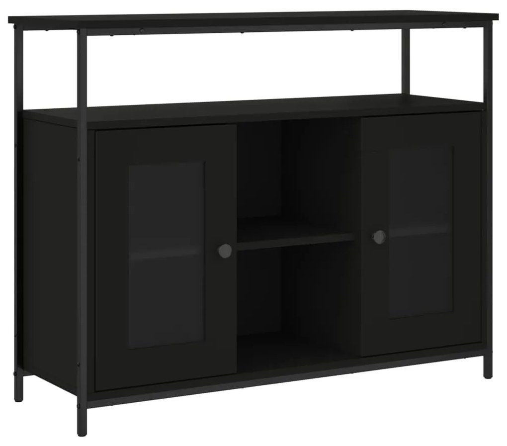 fekete szerelt fa tálalószekrény 100 x 35 x 80 cm
