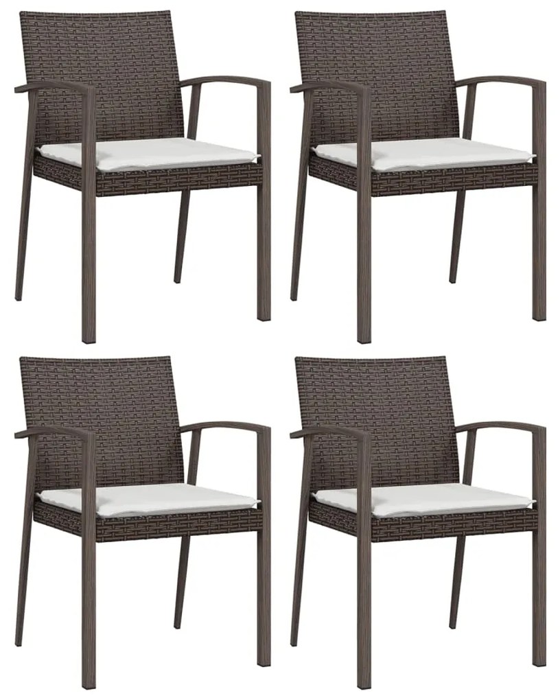 vidaXL 4 db barna polyrattan kerti szék párnával 56,5x57x83 cm