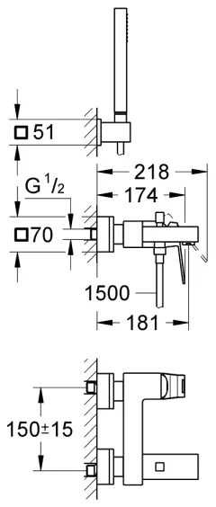 GROHE 23141000 - EUROCUBE kádcsaptelep DN 15, fényes króm
