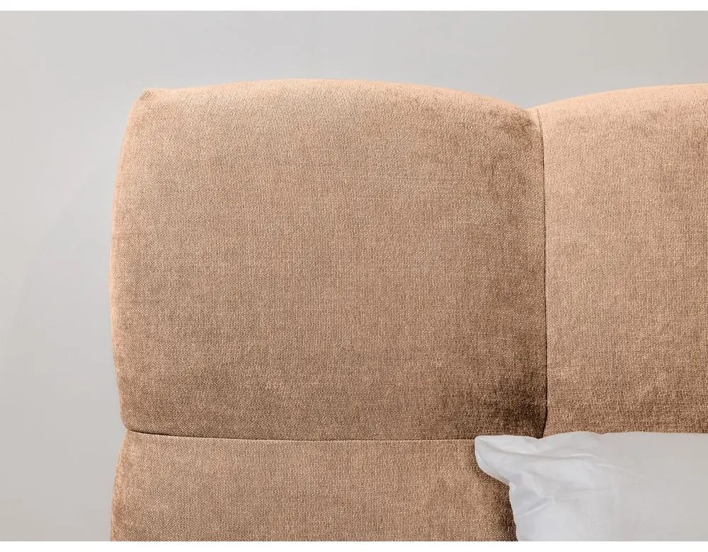 Világos rózsaszín kárpitozott franciaágy ágyráccsal 180x200 cm Kumo – Bobochic Paris