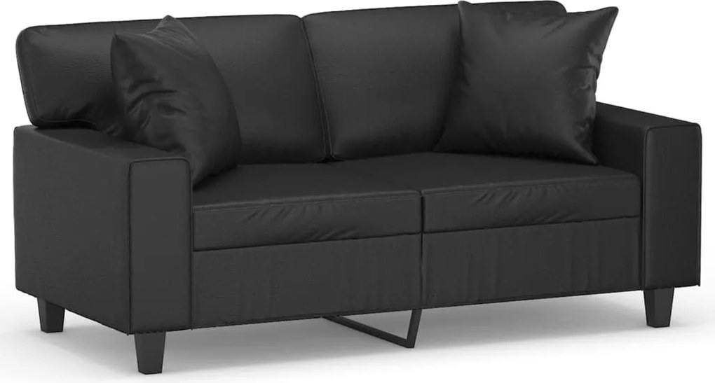 vidaXL 2 személyes fekete műbőr kanapé díszpárnákkal 120 cm