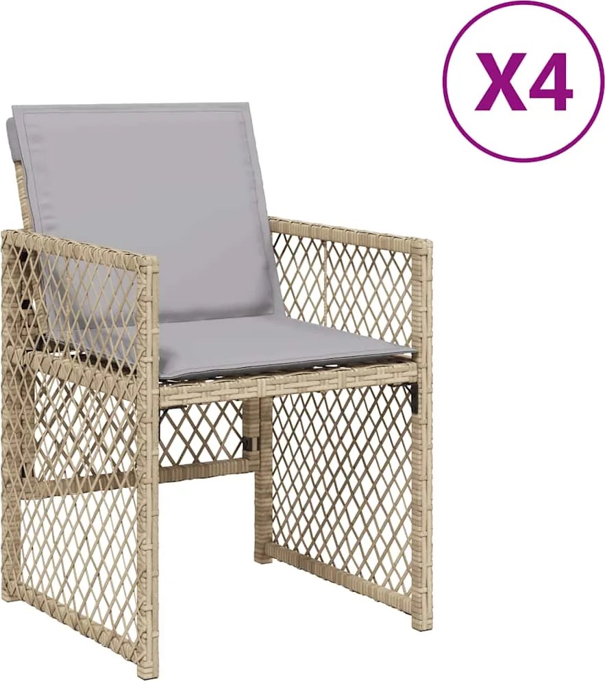 vidaXL 4 db vegyes bézs polyrattan kerti szék párnával