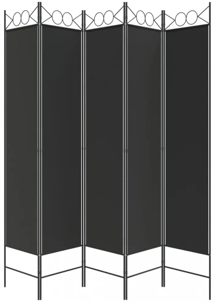 5 paneles fekete szövet térelválasztó 200x200 cm