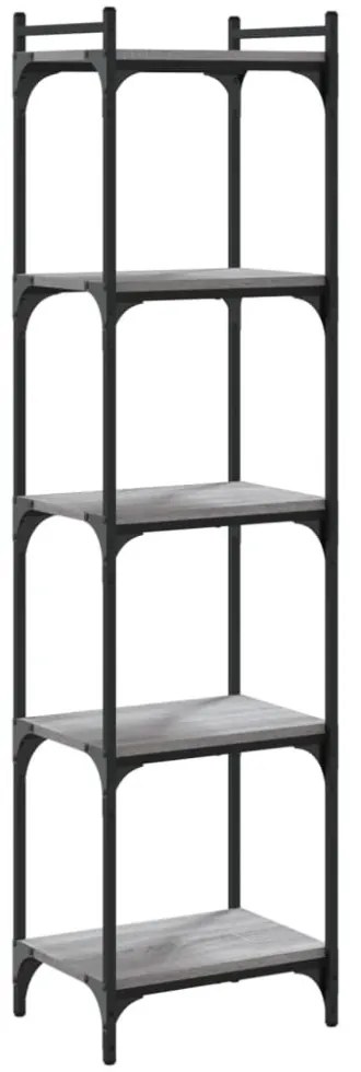 5 szintes szürke sonoma szerelt fa könyvespolc 40 x 30 x 154 cm