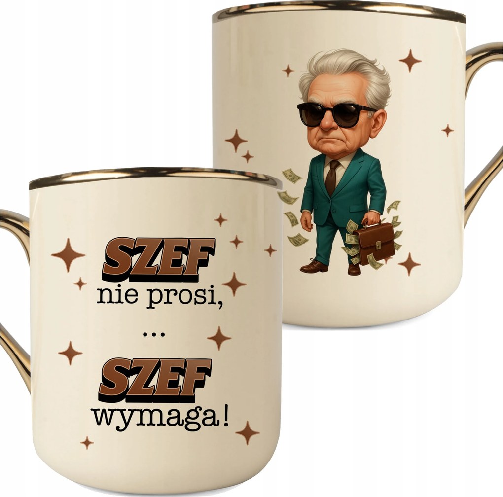 Bögre Krém-arany Nyomott Mintás Főnök Nem Kéri A Főnök Követel Vicces