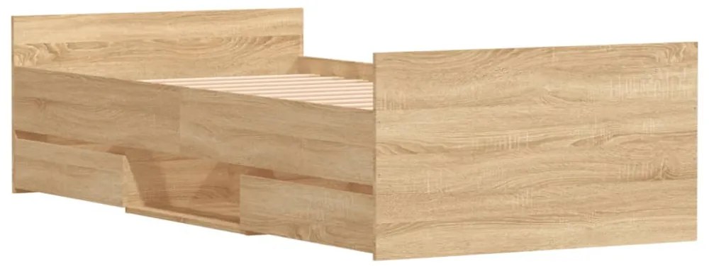 sonoma tölgy színű ágykeret fej- és lábtámlával 90 x 200 cm