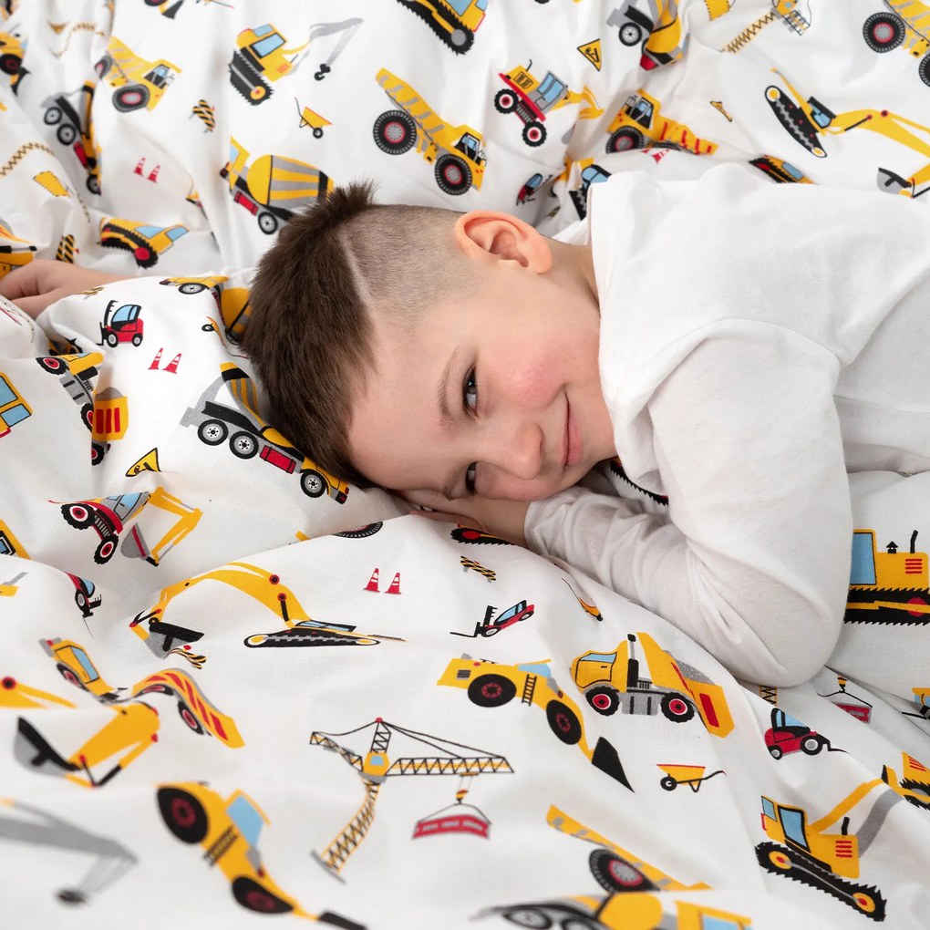 Goldea gyerek pamut ágyneműhuzat - teherautók és kotrógépek 140 x 200 és 70 x 90 cm