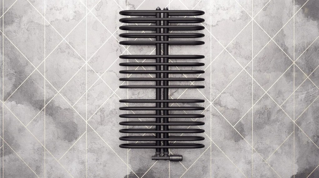 Regnis LEVEL II, fűtőelem 600x980mm központi csatlakozással 50mm, 755W, fekete matt, LEVEL980/600/D50/BLACK