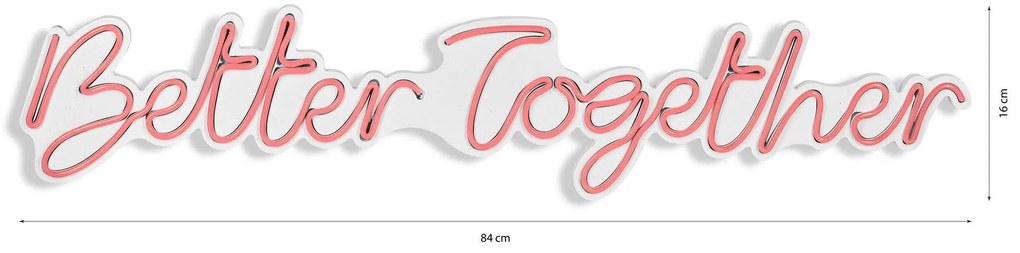Műanyag LED-es fali dekoráció, Better Together - Pink