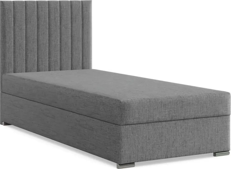 Agen egyszemélyes ágy, szövet, ágyneműtartóval, szürke