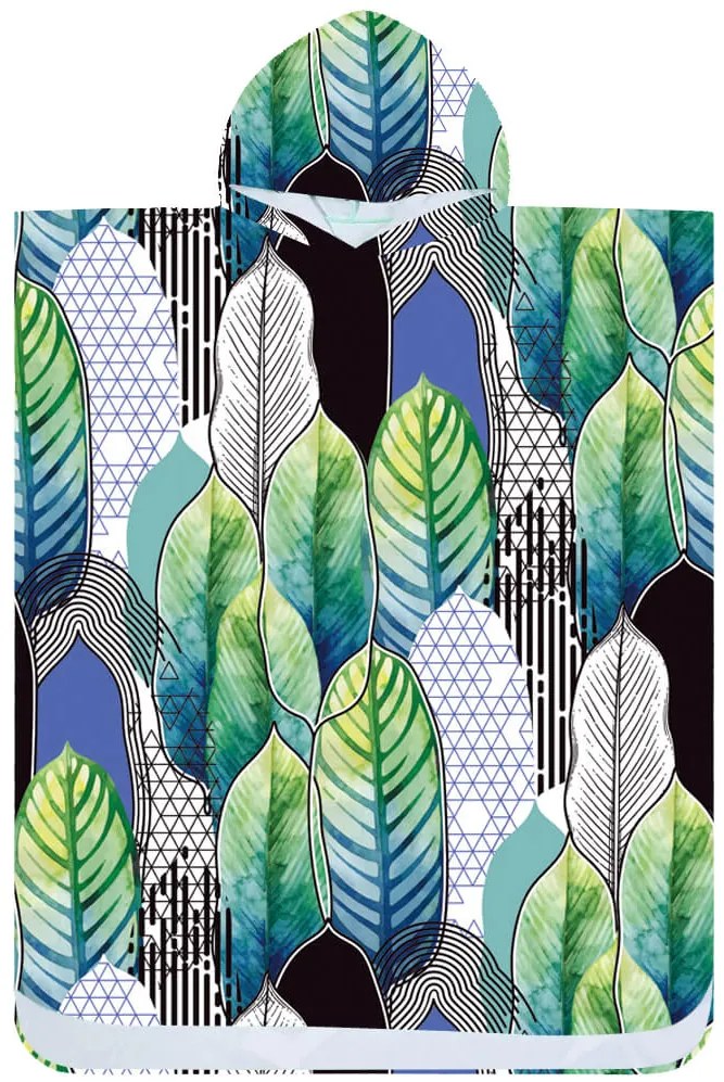 Poncsó törölköző FEATHERS zöld-kék 80×145 cm