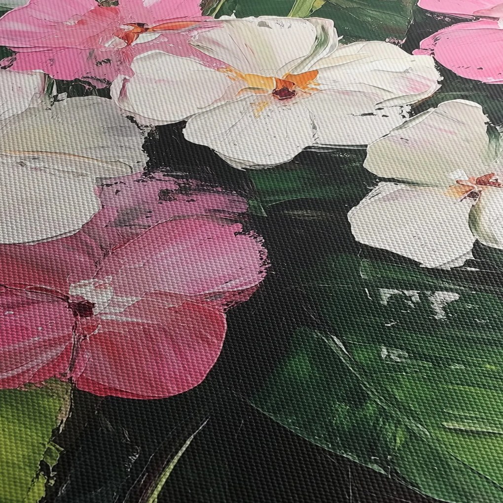 Kép - Rózsaszín és fehér virágok (90x60 cm)