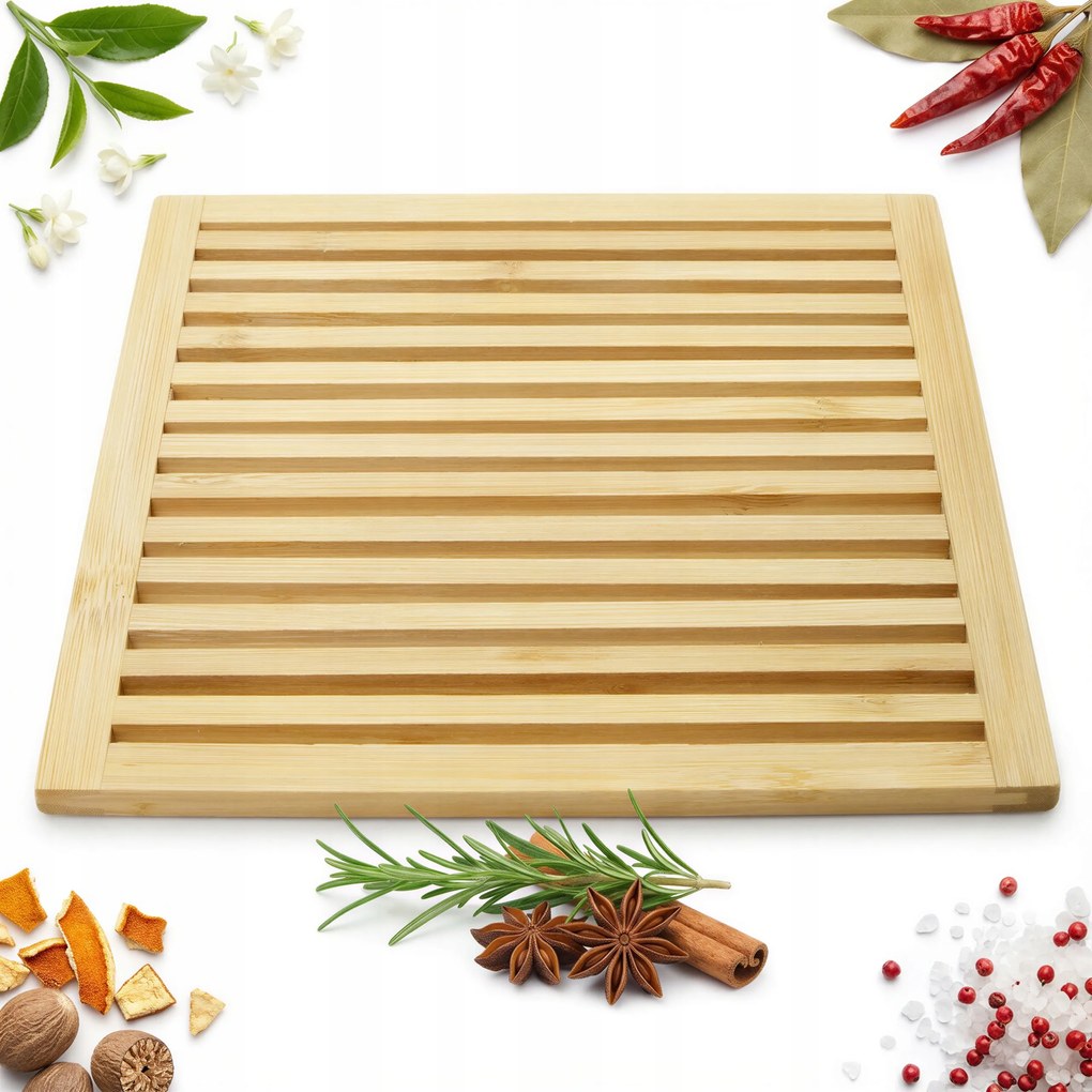 Bambusz Állvány Forró Edény Vízforraló Alátét Fa 20x20 cm