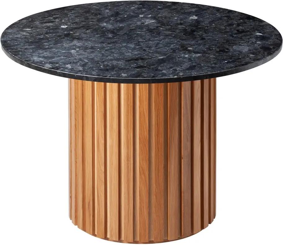 Moon fekete gránit étkezőasztal tölgy talppal, ⌀ 105 cm - RGE